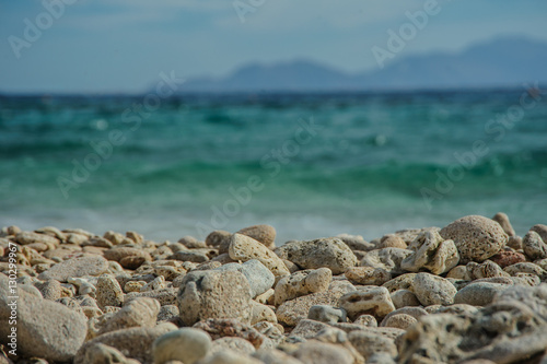 turquoise sea and stone on the beach in red sea location tropical