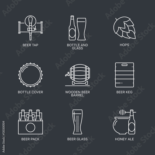 Thin line beer logo concept isolated