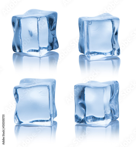 Set of ice cubes isolated on white background