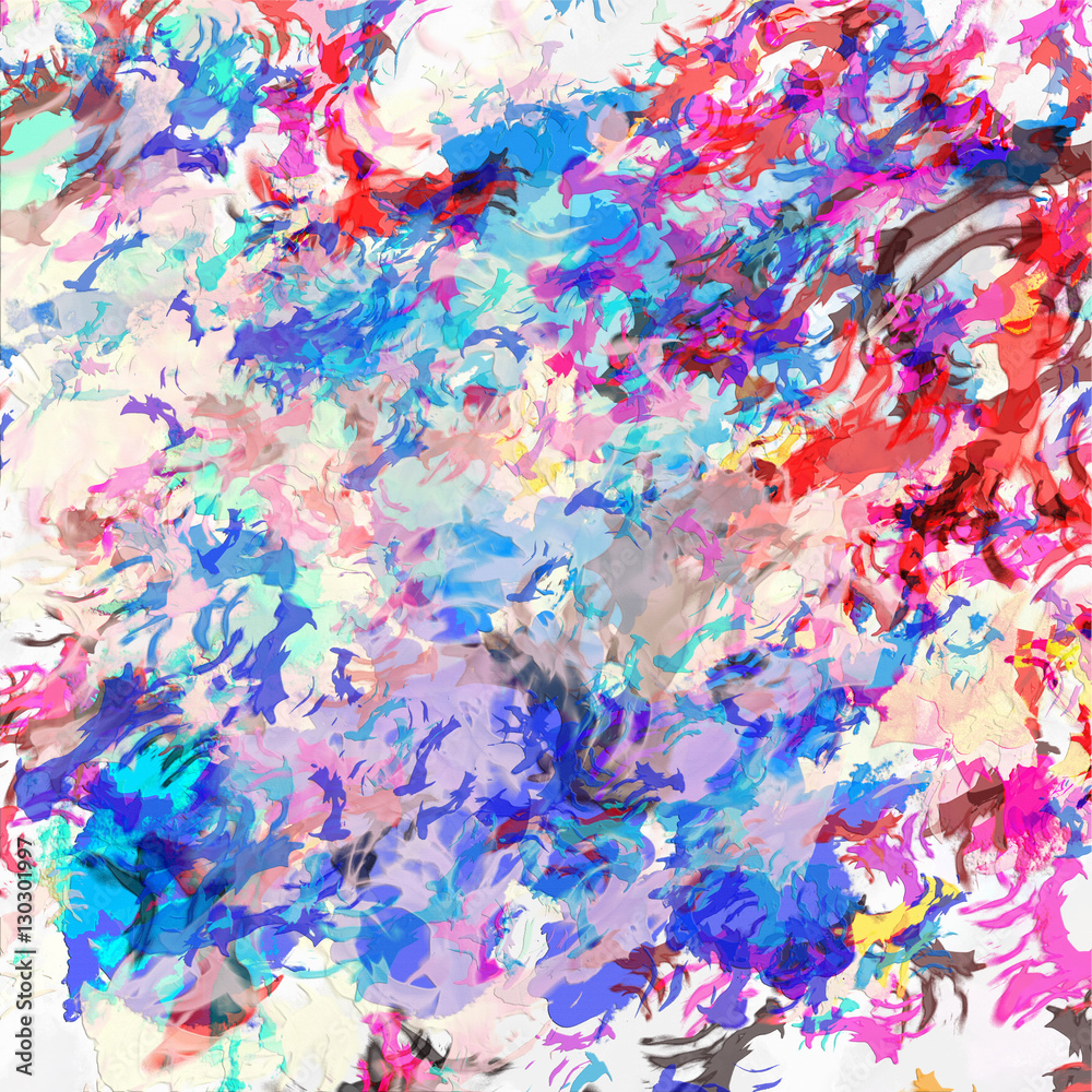 Abstract colored paper. Colored paint stains white background.