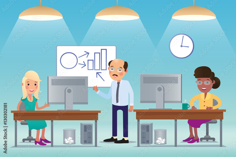 Men and women work in the office concept vector Men and women work in the office concept vector