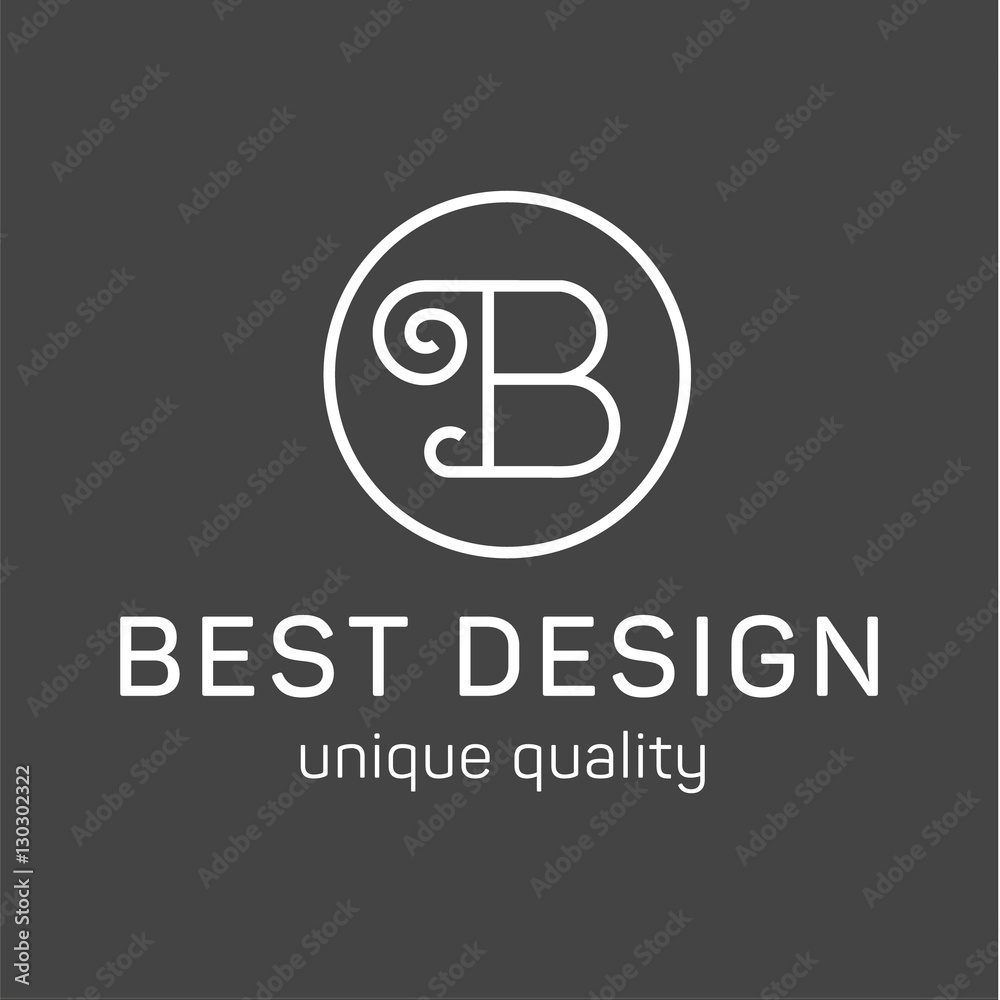 Monogram letter B in the minimalism background, high quality style logo
