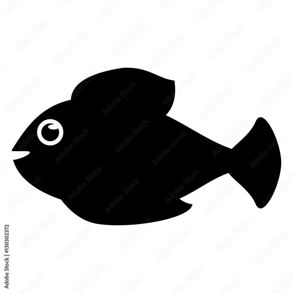 Obraz premium Fish animal cartoon icon. Sea life ecosystem fauna and ocean theme. Isolated and silhouette design. Vector illustration