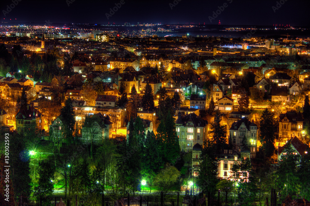 City at night with beautiful lights, Neroberg, Wiesbaden, Deutsc