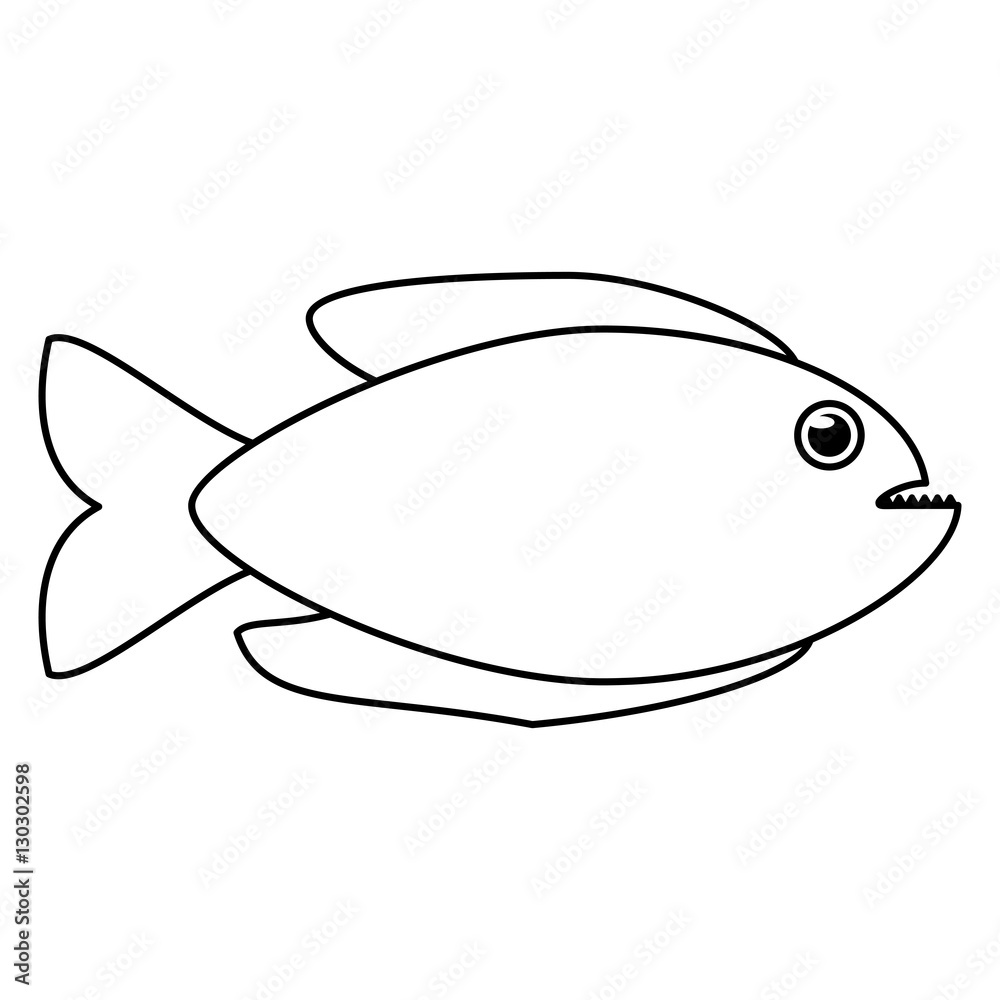 Fish animal cartoon icon. Sea life ecosystem fauna and ocean theme. Isolated and silhouette design. Vector illustration Fish animal cartoon icon. Sea life ecosystem fauna and ocean theme. Isolated and silhouette design. Vector illustration