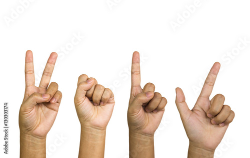 Isolated hands do symbol 2017, two,zero,one,seven on white background