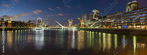 Puente de la Mujer (Bridge of the Woman) at dusk, Puerto Madero, Buenos Aires, Argentina photo