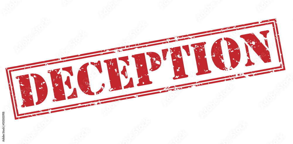 Foto deception red stamp on white background