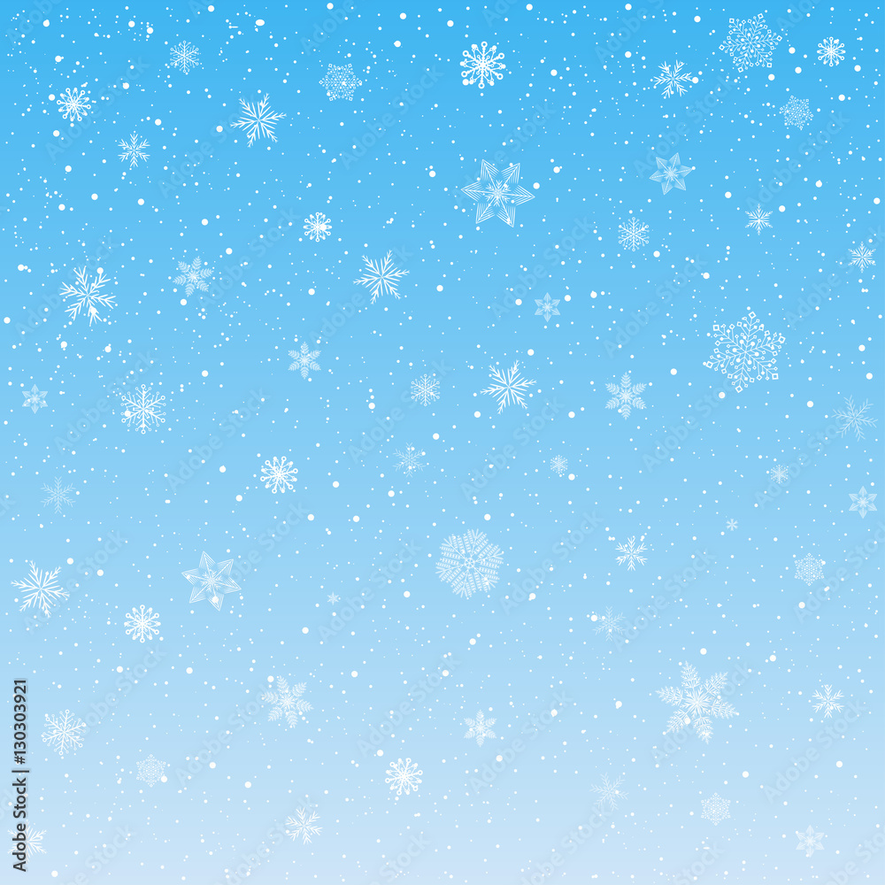 Christmas snowfall blue background