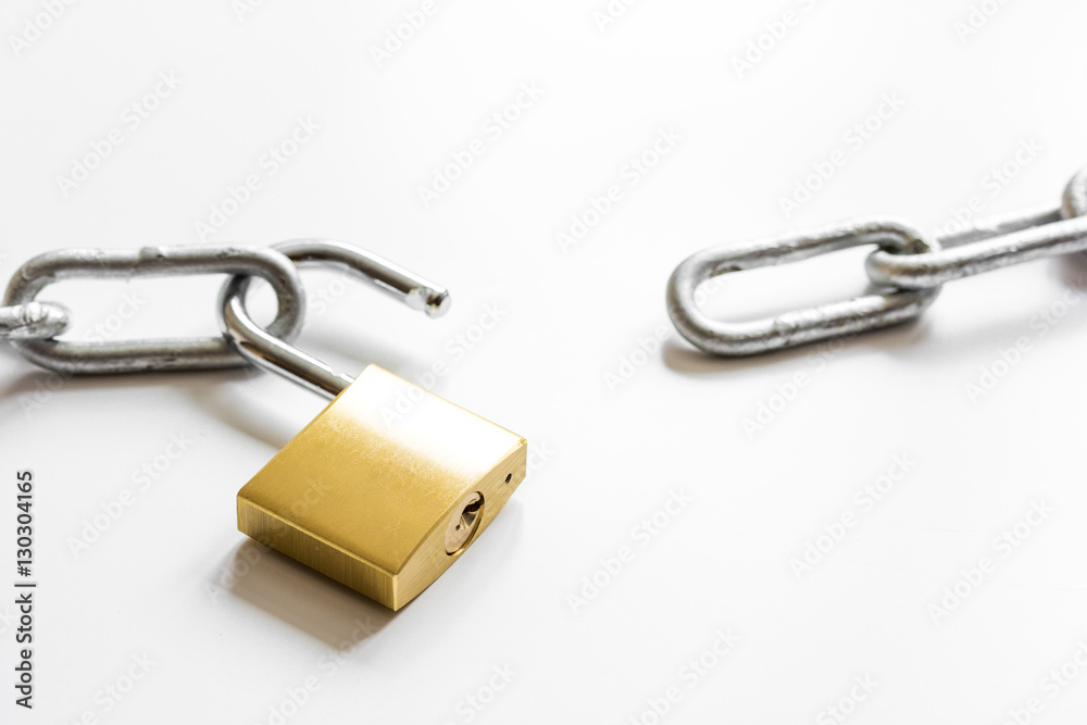 concept data protection metal chain on white background concept data protection metal chain on white background