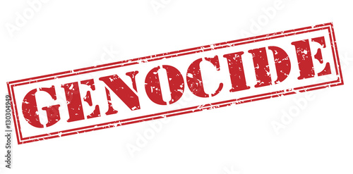 Fotografie genocide red stamp on white background