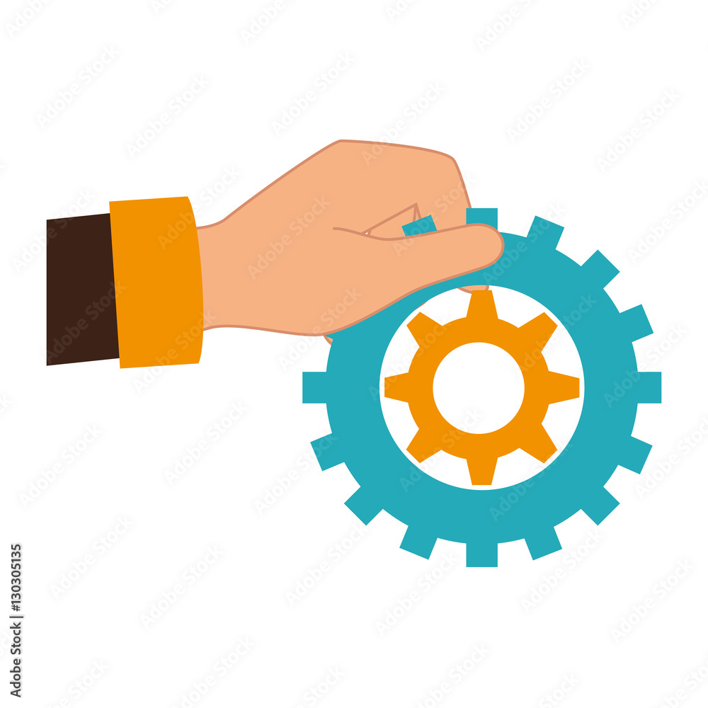 hand human with gear setting isolated icon vector illustration design hand human with gear setting isolated icon vector illustration design