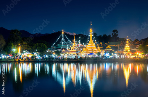 Wat Chong klang - Wat Chongkham the most favourite place for tourist in Mae hong son  Thailand