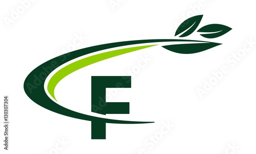 Swoosh Leaf Letter F