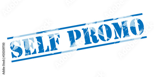 self prmo blue stamp on white background photo