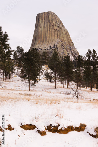 Devils Tower Wyoming Winter Snow Rock Butte