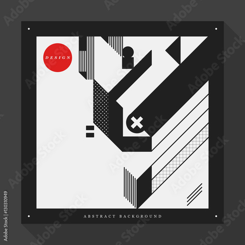 Poster/cover design template with abstract geometric elements on square format. Style of modern graffiti and futurism.