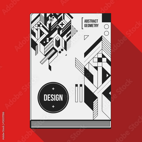 Book cover design template with abstract geometric elements. Style of modern art and graffiti.