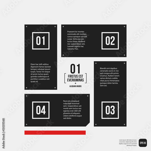 Modern corporate graphic design template with black elements on white background. Useful for advertising, marketing and web design.