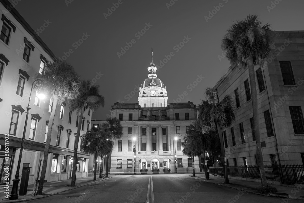 The golden dome of the Savannah City Hall in Savannah