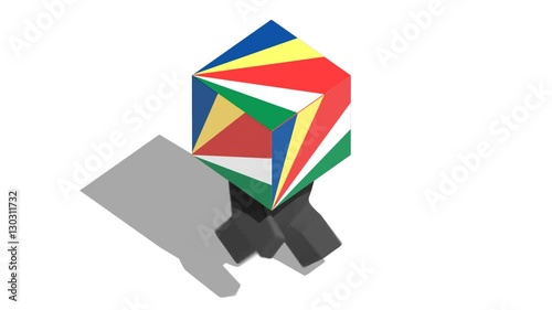 4k Walking Seychelles Square Head, 3D Animation With Alpha Channel , Loop