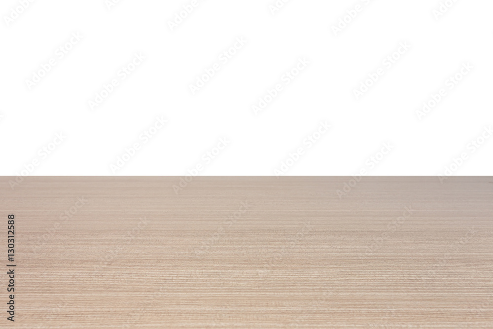 Empty top of wooden table or counter isolated on white backgroun Empty top of wooden table or counter isolated on white backgroun