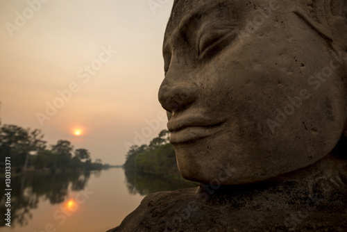 Faces of Deva and Asura's, Southern Gate, Angkor Thom, Angkor, Siem Reap, Cambodia  photo