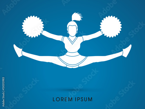 Cheerleader jumping graphic vector