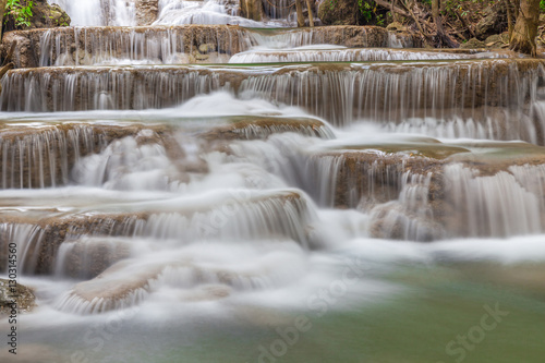 Natural flowing texture of waterfall cascades in Thailand  Erawa