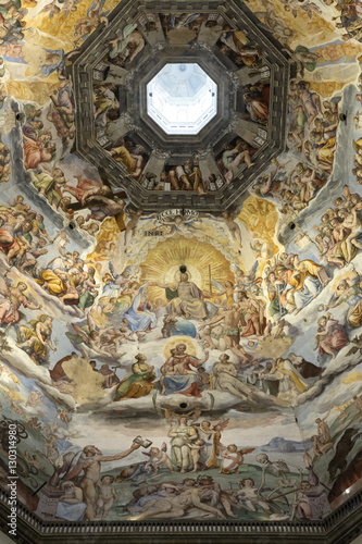 Dome fresco of The Last Judgement by Giorgio Vasari and Federico Zuccari inside the Duomo, Florence, Tuscany photo