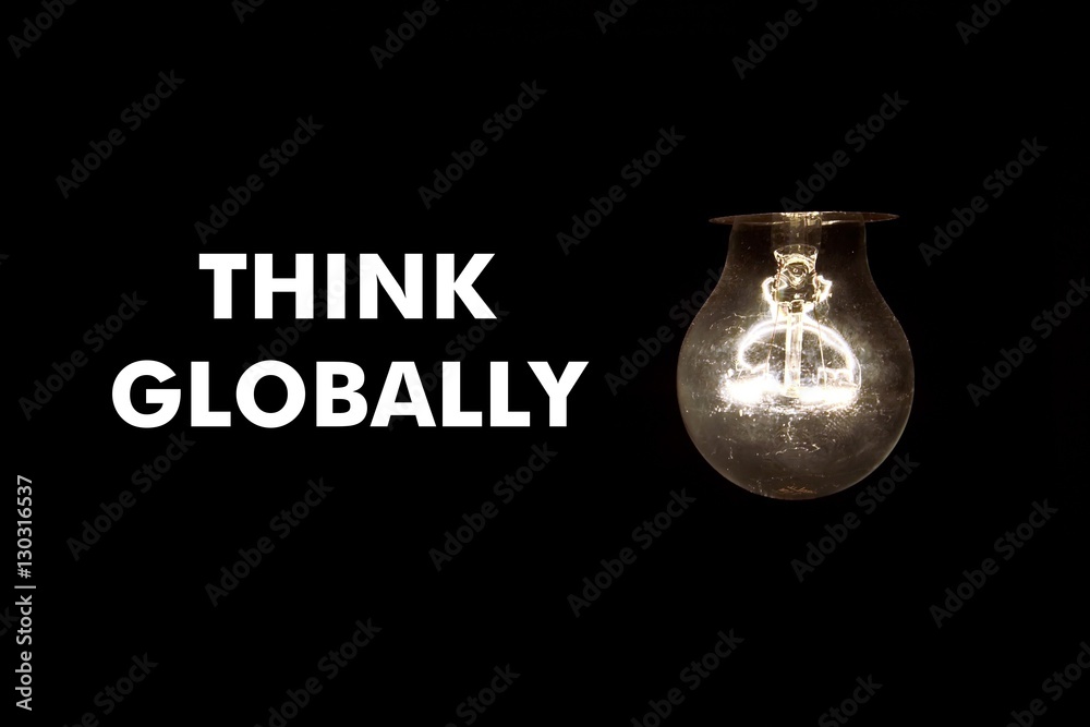 Bulb with message THINK GLOBALY Bulb with message THINK GLOBALY