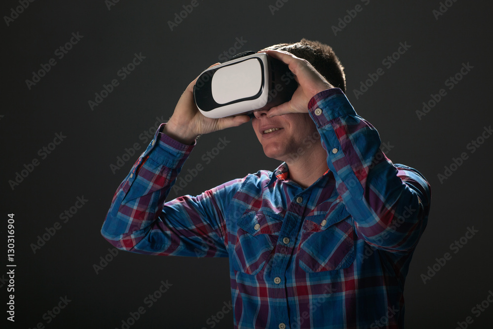man with glasses of virtual reality. Future technology concept. man with glasses of virtual reality. Future technology concept.