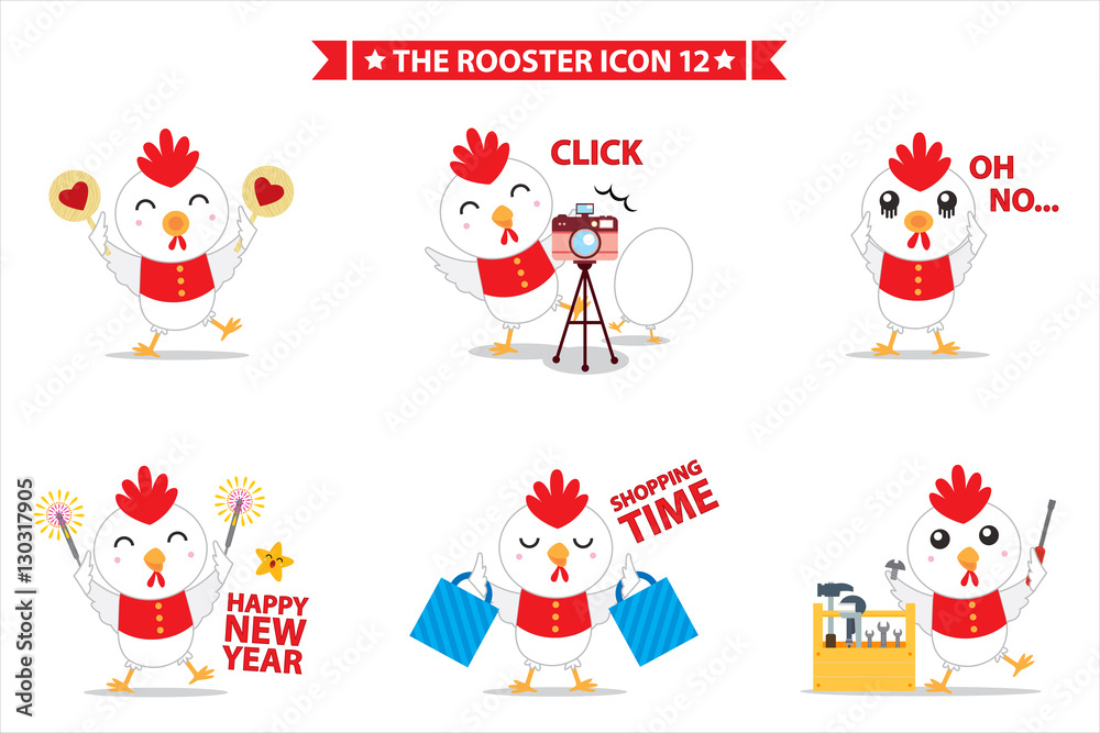 Naklejka premium rooster icon character