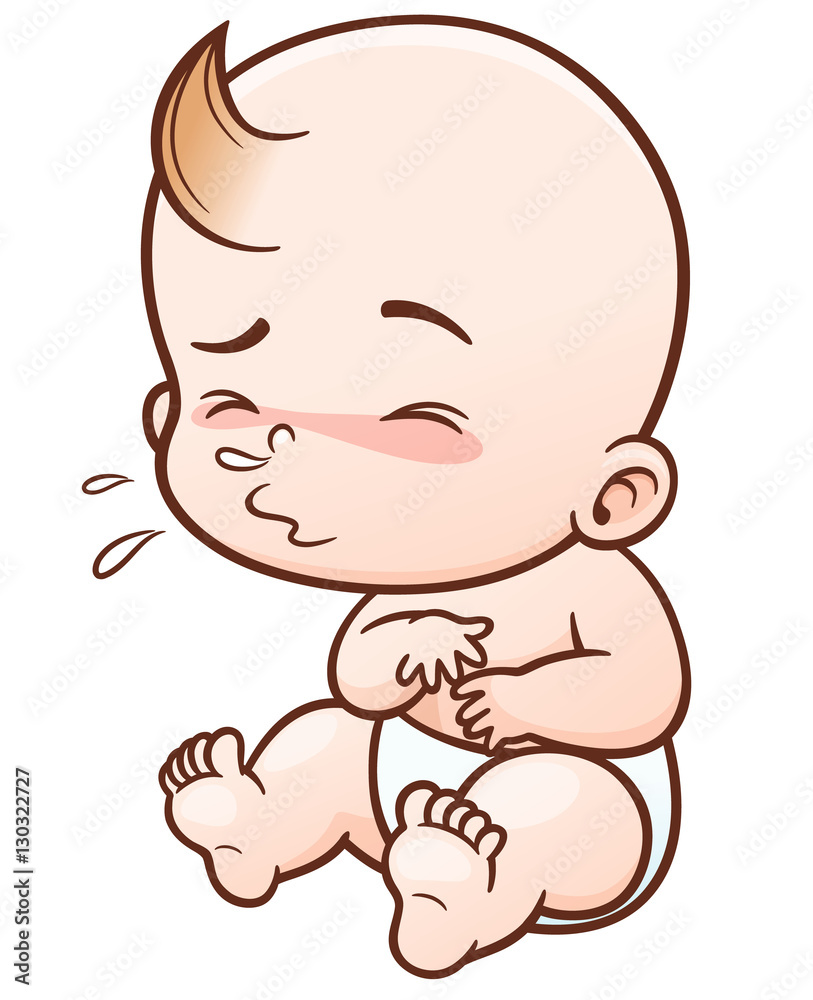 Vector Illustration of Cartoon Cute Baby Sick Vector Illustration of Cartoon Cute Baby Sick