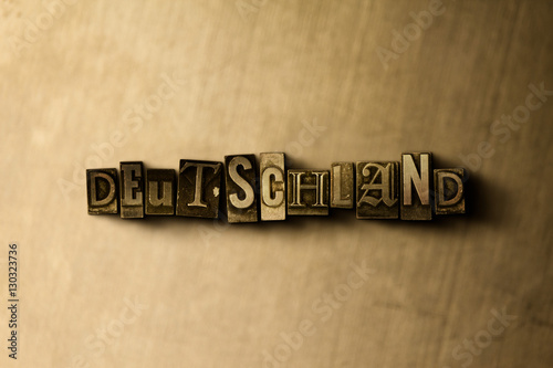 DEUTSCHLAND - close-up of grungy vintage typeset word on metal backdrop. Royalty free stock illustration. Can be used for online banner ads and direct mail.