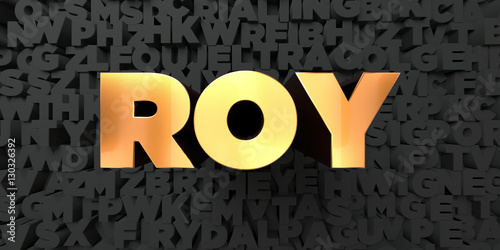 Roy - Gold text on black background - 3D rendered royalty free stock picture. This image can be used for an online website banner ad or a print postcard.