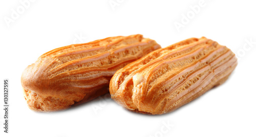Delicious eclairs isolated on white