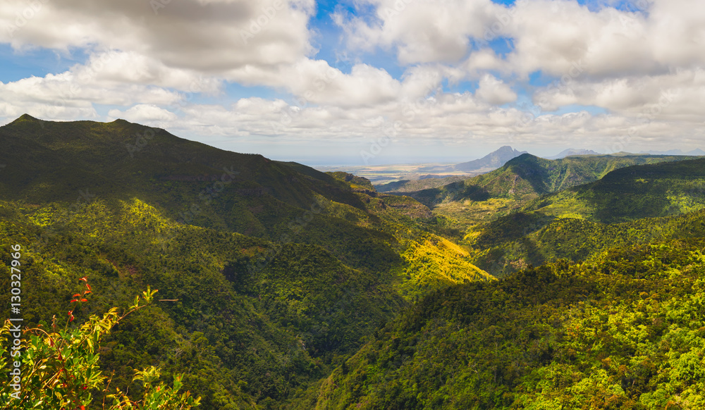 View from the Gorges viewpoint. Mauritius. Panorama