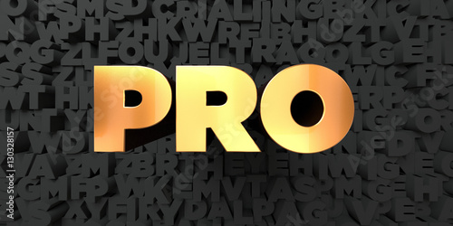 Pro - Gold text on black background - 3D rendered royalty free stock picture. This image can be used for an online website banner ad or a print postcard. photo