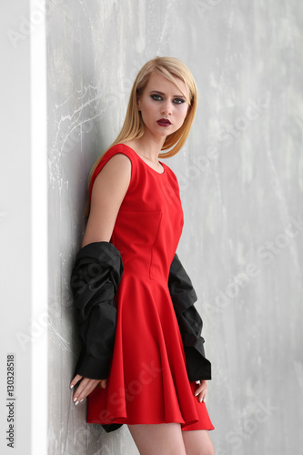 Pretty young blonde woman a...