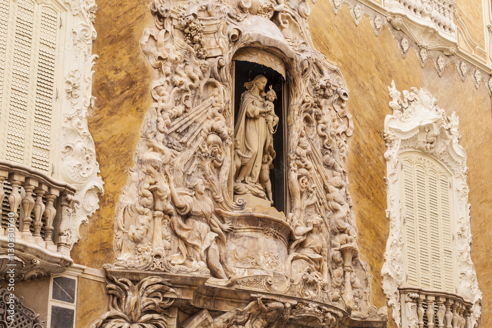 Volutas Rococo Rococo style architecture on the National Ceramics Museum in Valencia ...