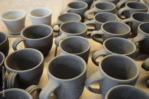 group of clay cups