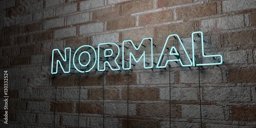 NORMAL - Glowing Neon Sign on stonework wall - 3D rendered royalty free stock illustration.  Can be used for online banner ads and direct mailers..