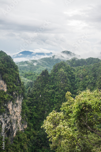 landscape of mountain and fog   Krabi  Thailand