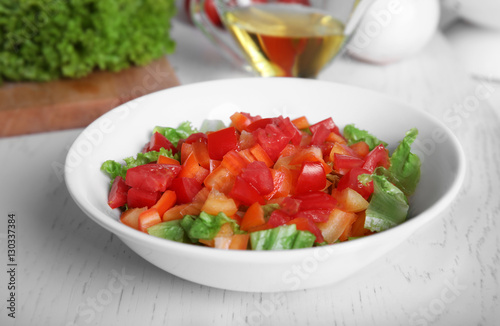 Fresh vegetable salad on a table