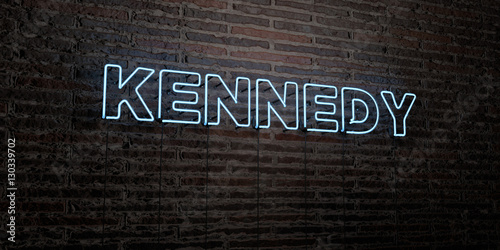 Fotografía KENNEDY -Realistic Neon Sign on Brick Wall background - 3D rendered royalty free stock image