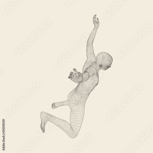 Man Falls Down from a Height. Man Fall on a Jump.
