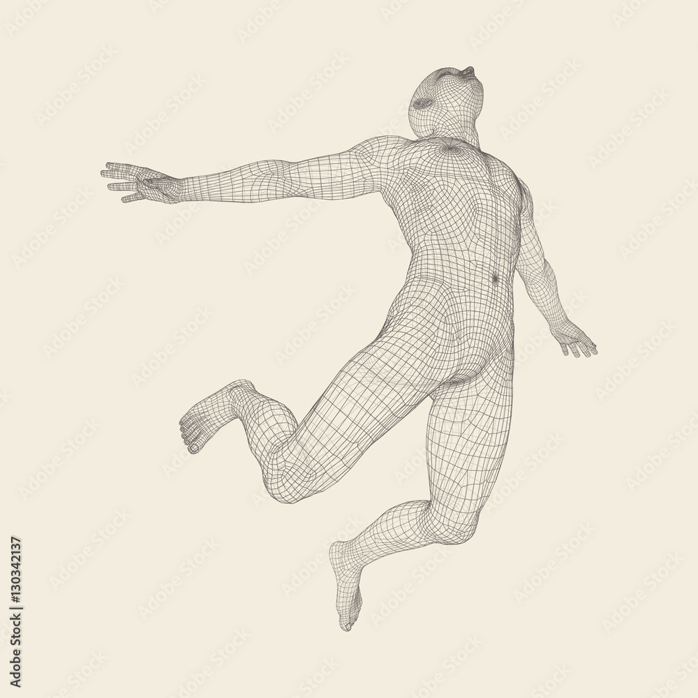 Business, Freedom or Happiness Concept. 3D Model of Man. Business, Freedom or Happiness Concept. 3D Model of Man.