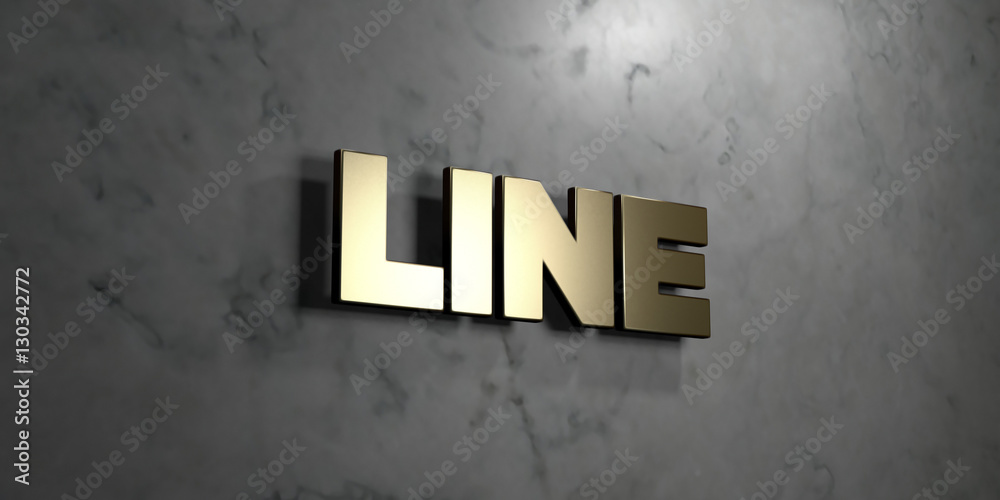 Line - Gold sign mounted on glossy marble wall - 3D rendered royalty free stock illustration. This image can be used for an online website banner ad or a print postcard. Line - Gold sign mounted on glossy marble wall - 3D rendered royalty free stock illustration. This image can be used for an online website banner ad or a print postcard.
