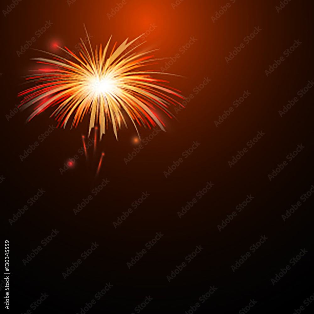 Fototapeta premium Illustration vector of gold fireworks on dark night background